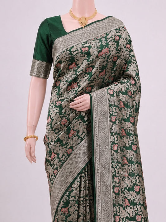 Bottle Green Katan Silk