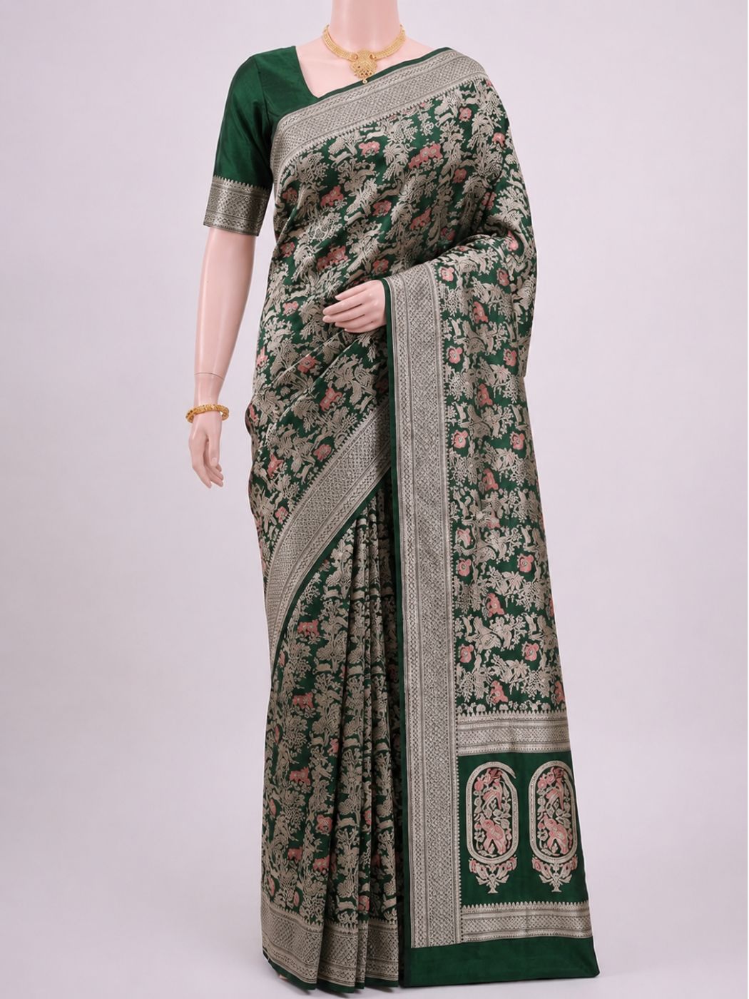 Bottle Green Katan Silk