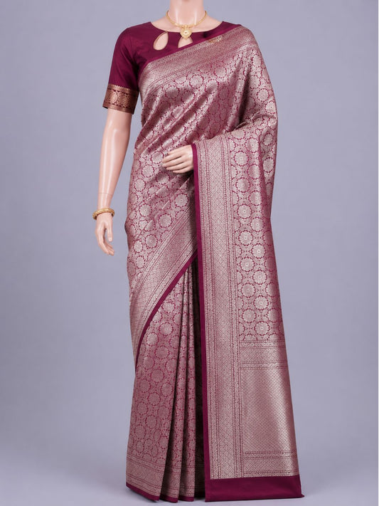 Wine katan Silk Saree Dummy View 01