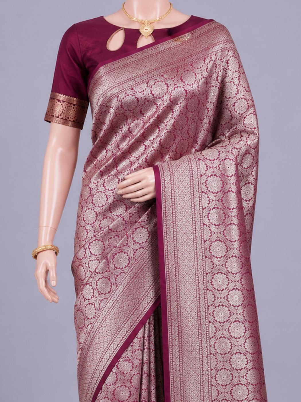 Wine katan Silk Saree Dummy View 02