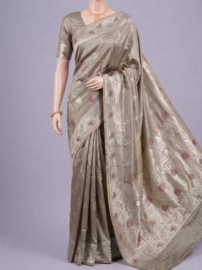 Grey Katan Silk Saree Dummmy view 01