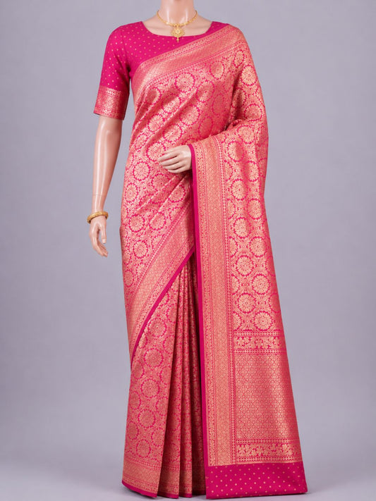  Pink Katan Silk Saree Dummy View 01