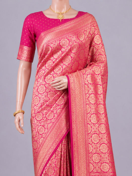  Pink Katan Silk Saree Dummy View 02