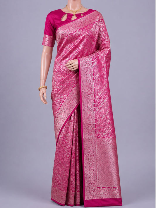 Pink Katan Silk Saree Dummy View 01
