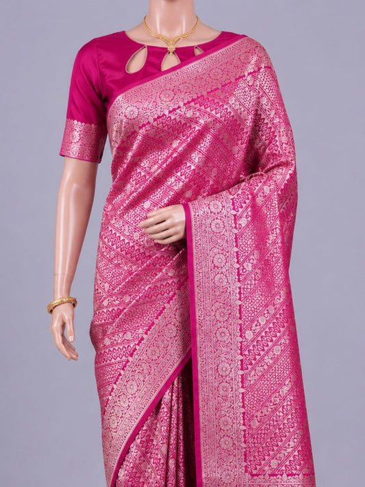 Pink Katan Silk Saree Dummy View 02