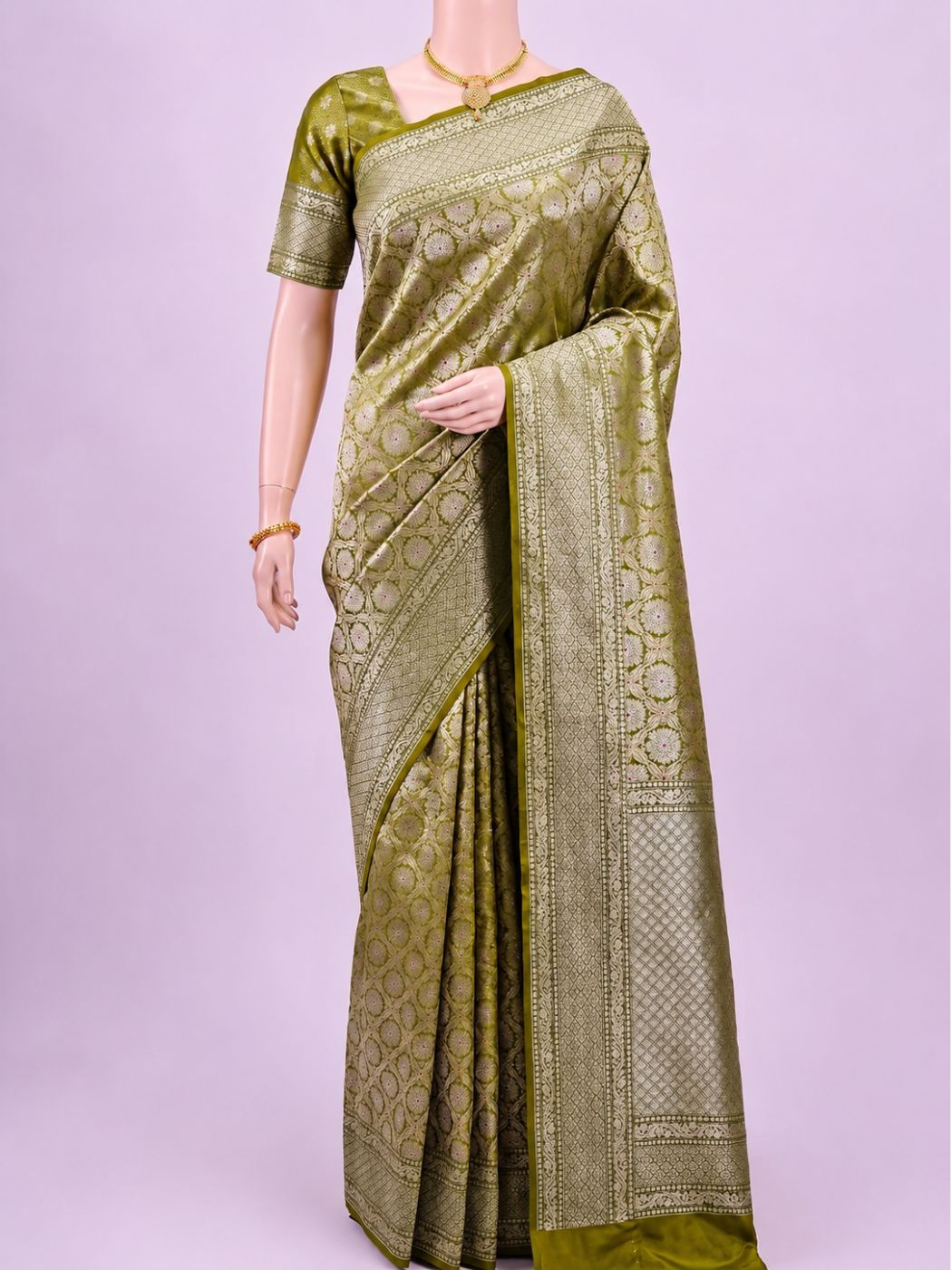 Green Katan Silk Saree Dummy View 01
