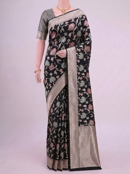 Black Katan Silk Saree Dummy View 01