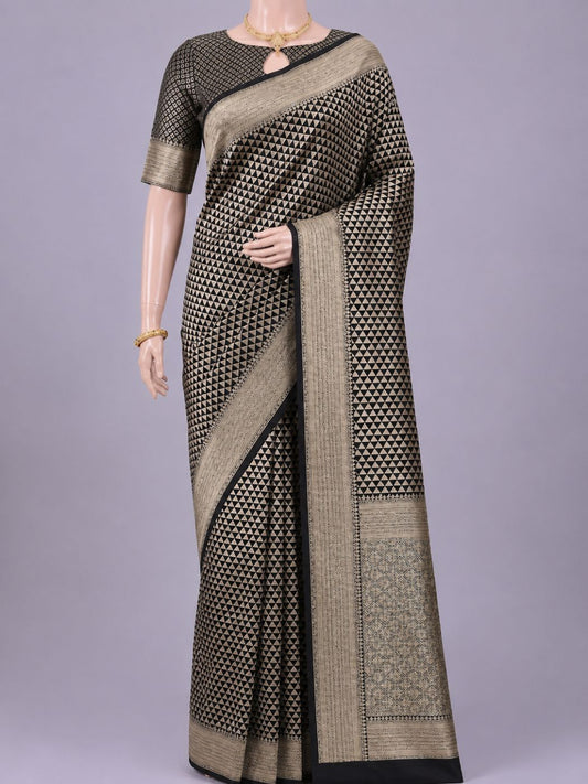 Black katan Silk Saree dummy view 01