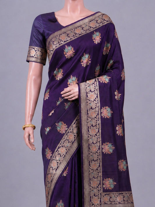 Deep Purple Katan Silk Saree Dummy View 02