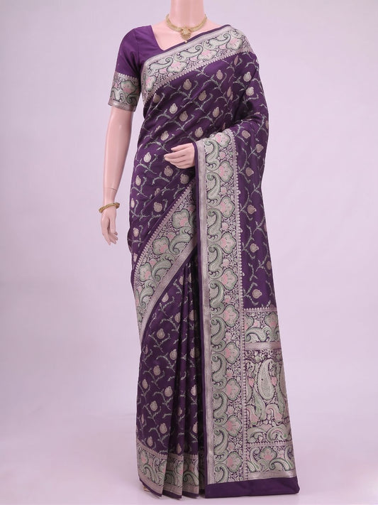 Deep Purple Katan Silk Saree Dummy View 01
