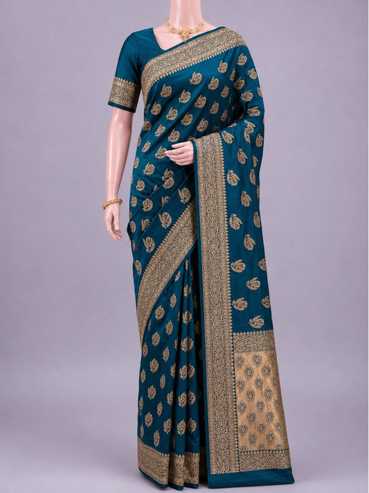 Teal Blue Katan Silk