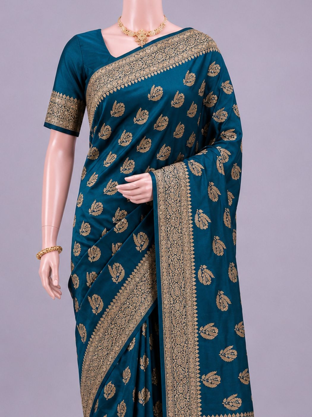 Teal Blue Katan Silk
