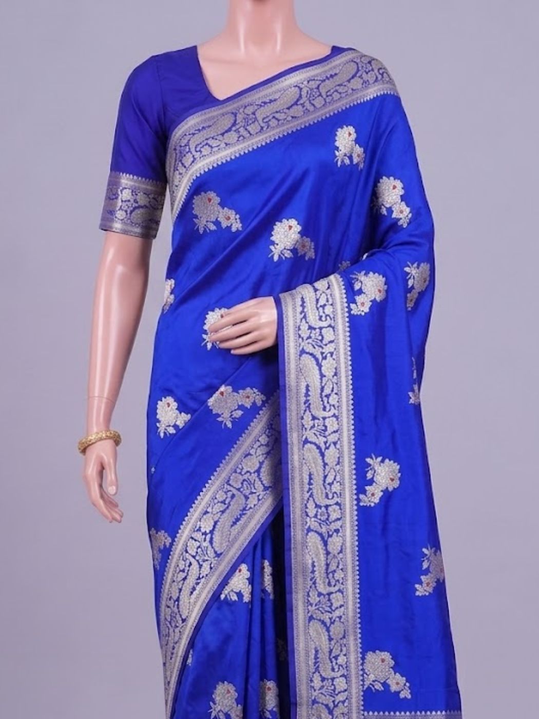 Royal Blue Katan Silk Saree Dummy View 02