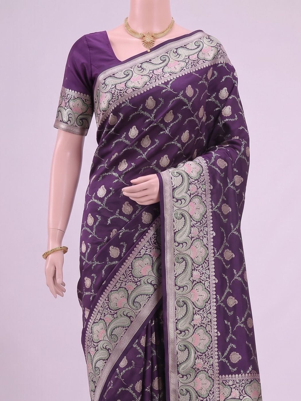 Deep Purple Katan Silk Saree Dummy View 02
