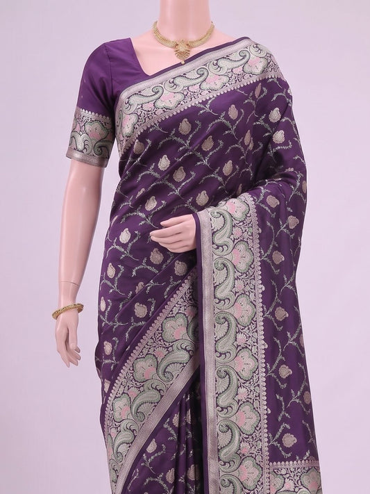 Deep Purple Katan Silk Saree Dummy View 02