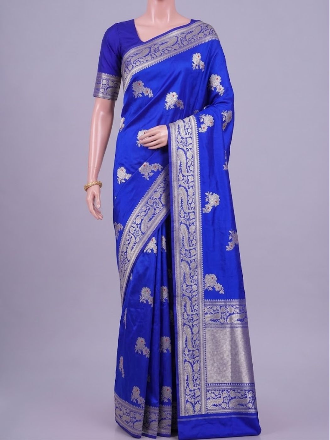  Royal Blue Katan Silk Saree Dummy View 01