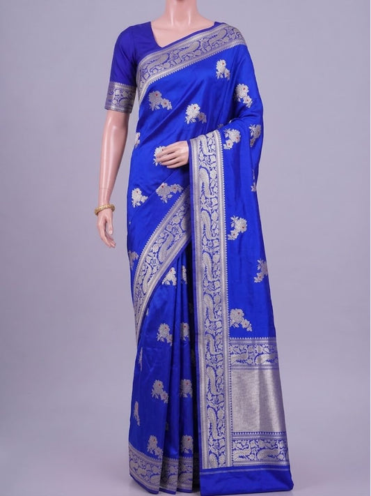  Royal Blue Katan Silk Saree Dummy View 01