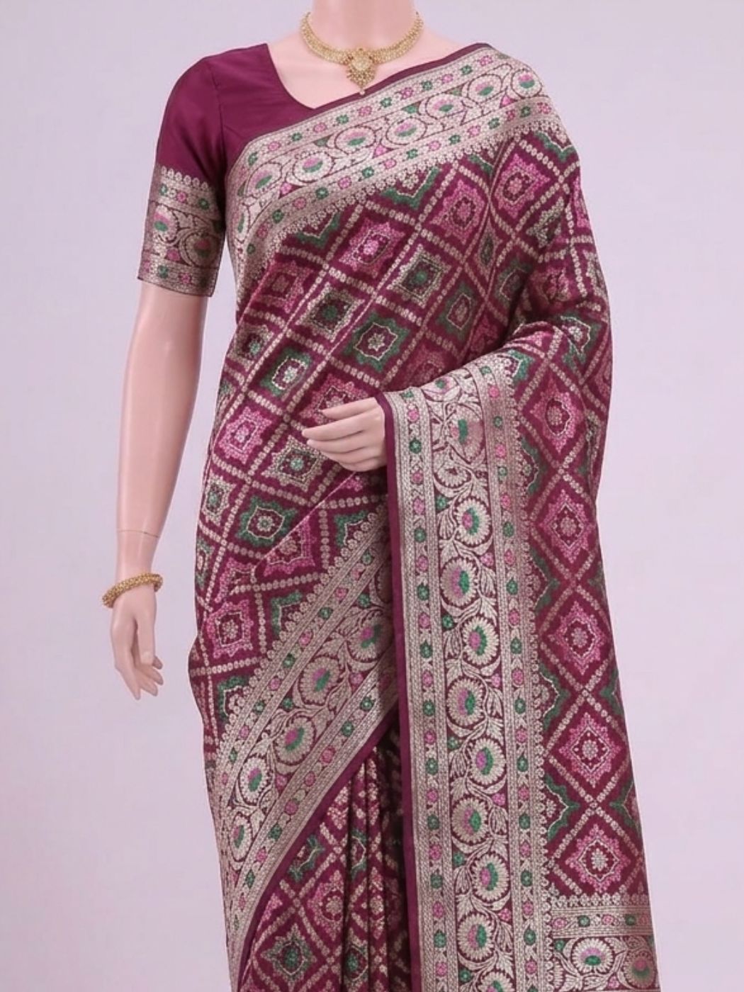 Wine katan Silk Saree Dummy View 02