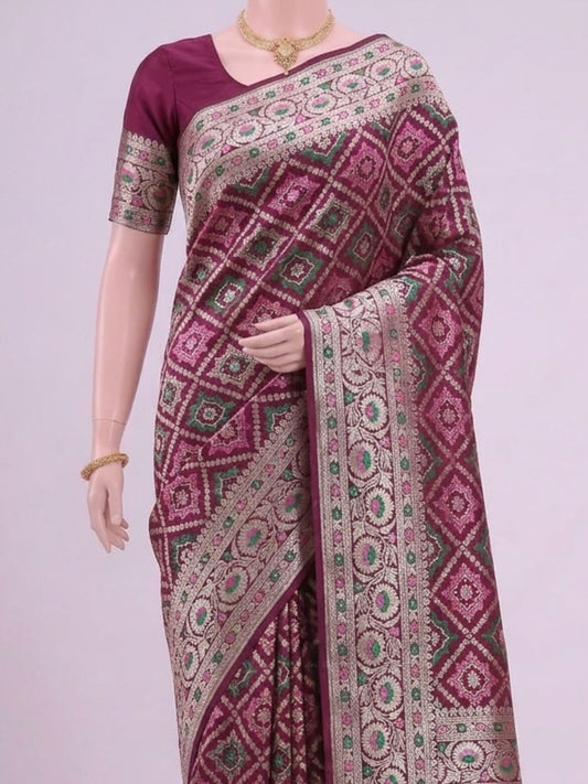 Wine katan Silk Saree Dummy View 02