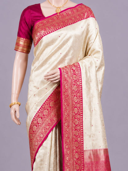 White Katan Silk Saree