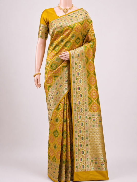  Mustard Yellow Katan Silk Saree Dummy View 01
