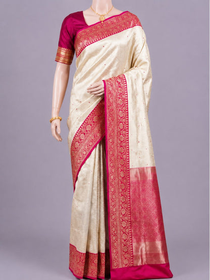White Katan Silk Saree