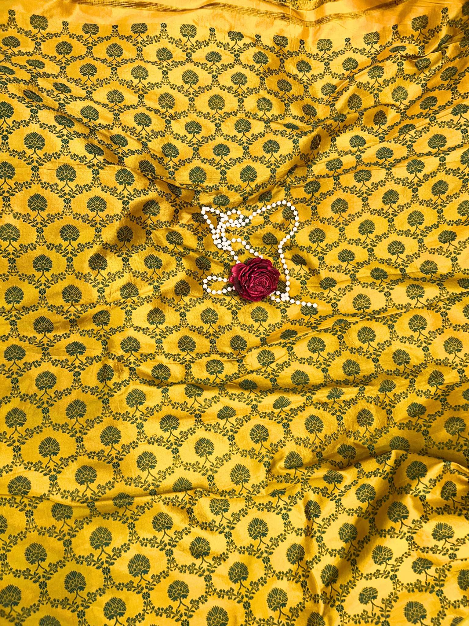 Yellow silk blouse with elegant shine and smooth premium texture - mantavya banaras