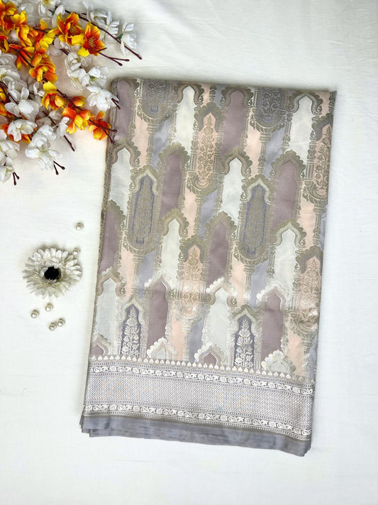 Ivory Katan Silk Saree Front View