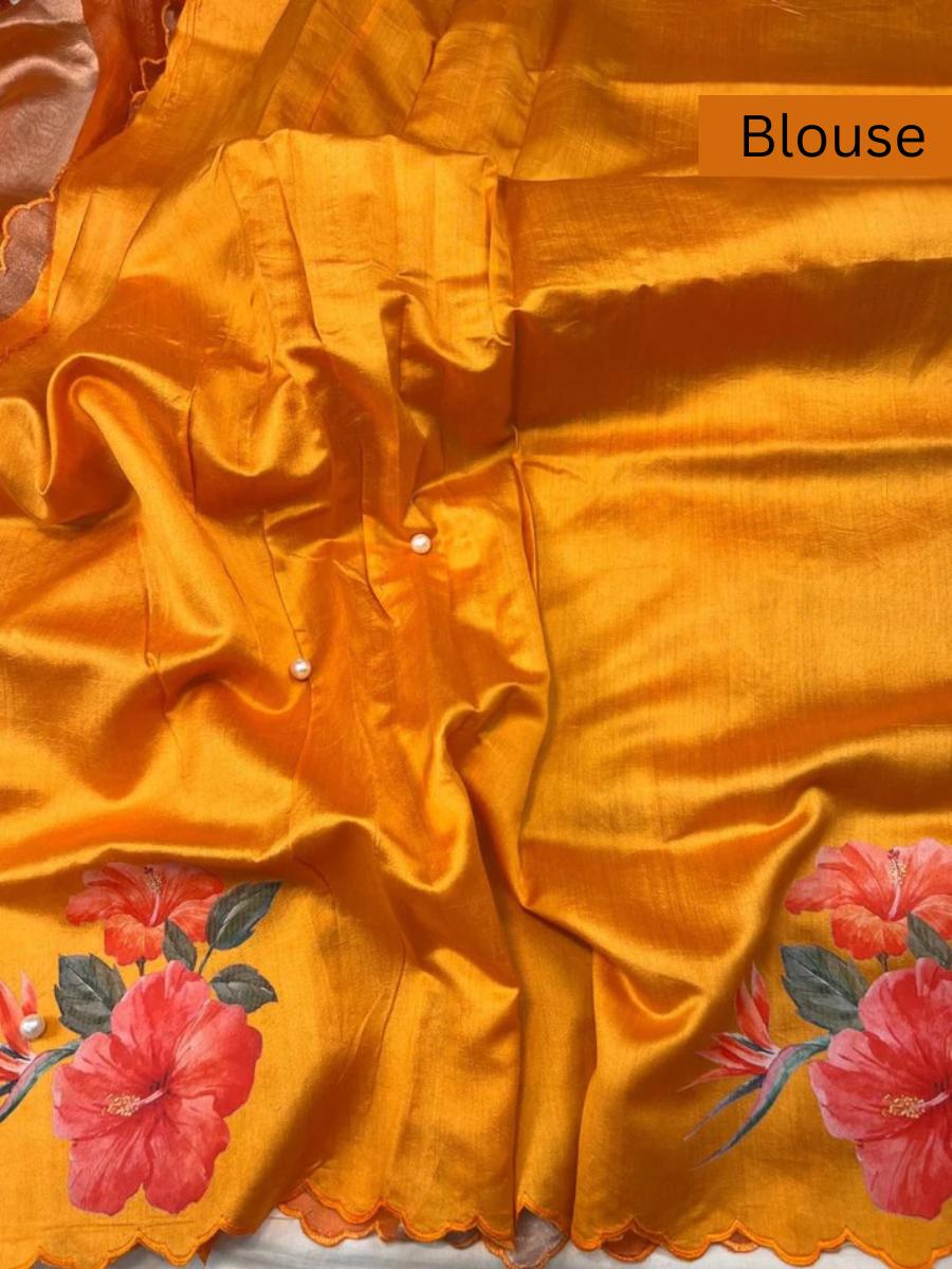 Fanta Orange Kora Tissue Silk Blouse