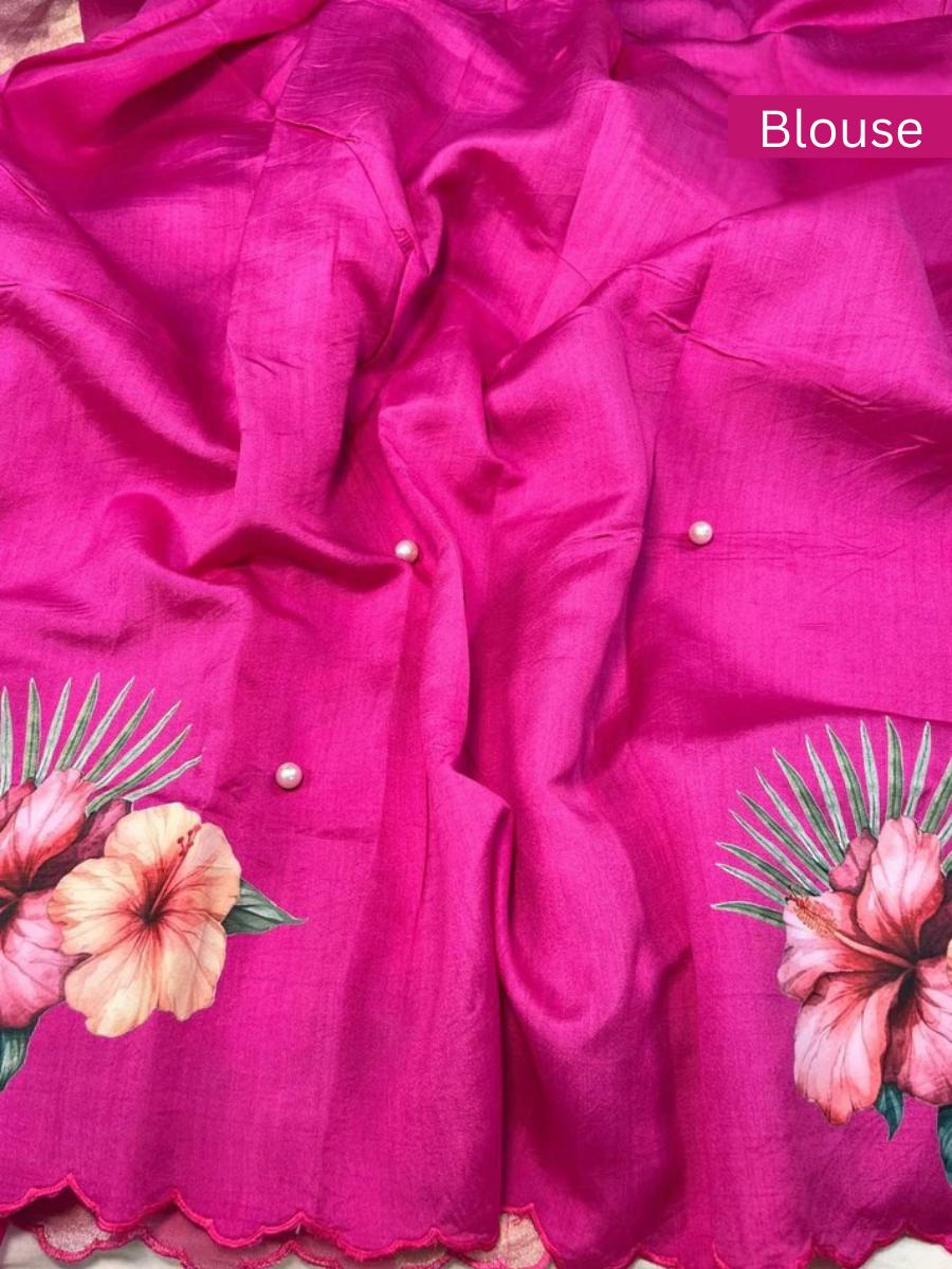 Hot Pink Kora Tissue Silk Blouse
