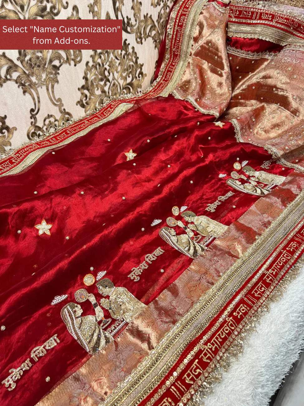 Manatavya Banaras royal red Karwa Chauth pure Banarasi tissue silk saree with intricate zari work, traditional motifs and festive bridal elegance