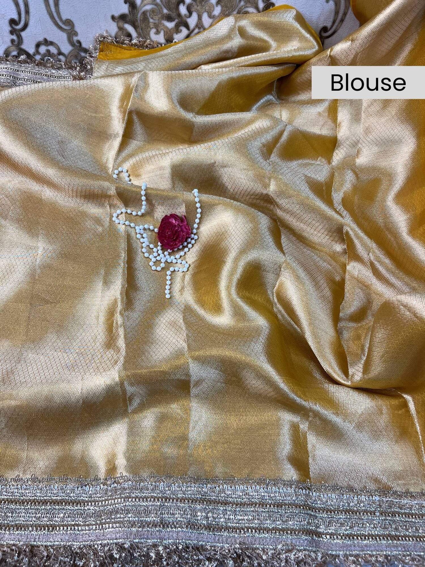 Yellow Saat Phere Banarasi silk saree blouse perfect for wedding functions