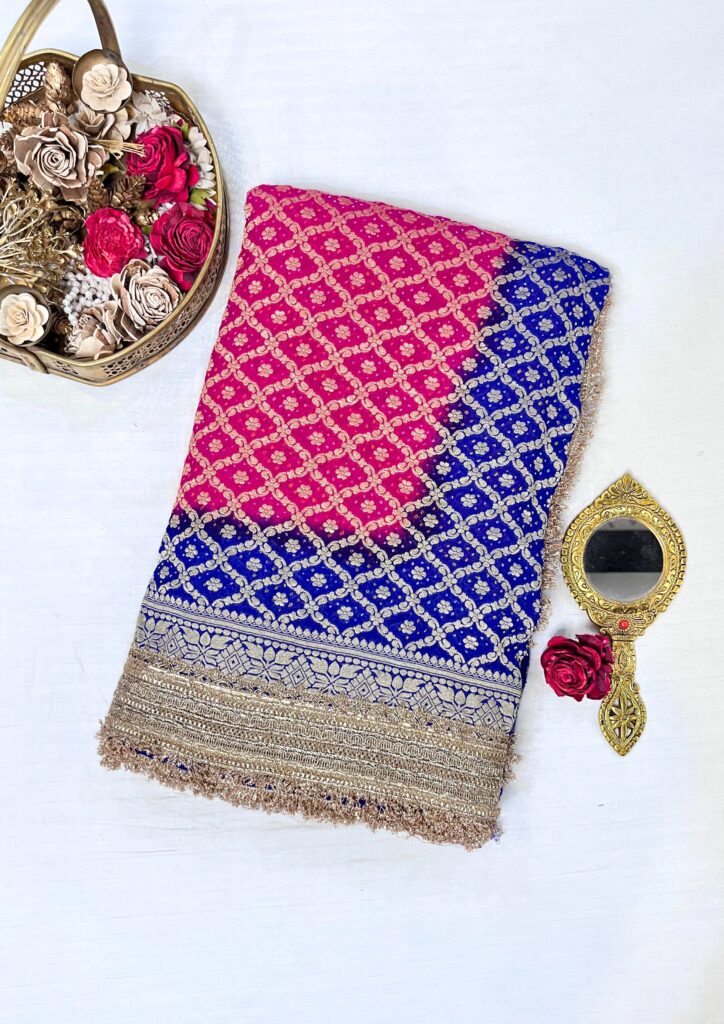 Hot Pink-Blue Bandhej