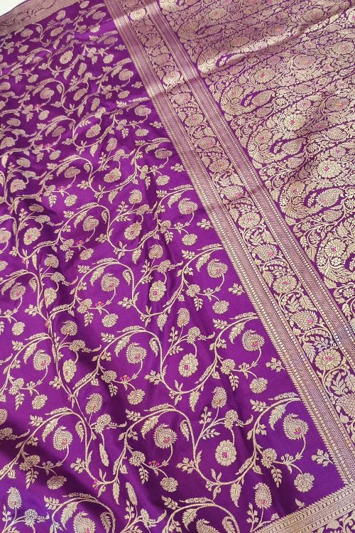 Handwoven Purple Katan Silk Saree