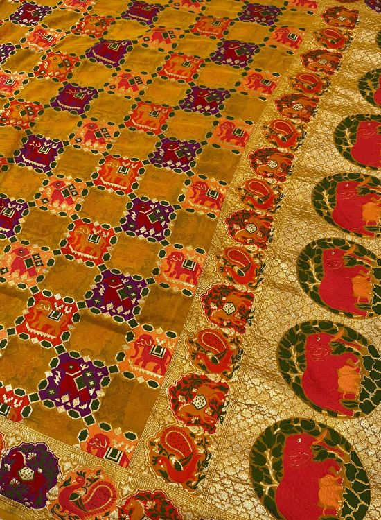 Mustard Yellow Georgette Banarasi Saree