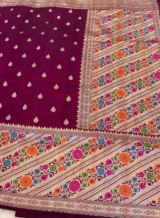 Wine Katan silk saree