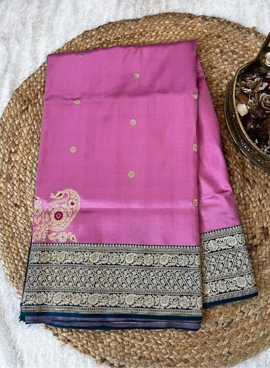 Pink Katan silk saree