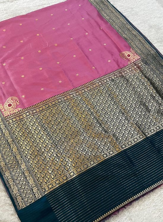 Pink Katan silk saree