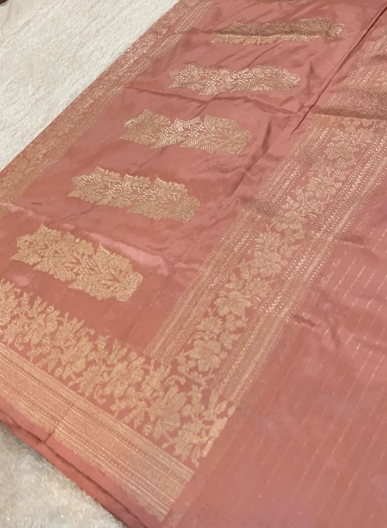 Peach Katan silk saree