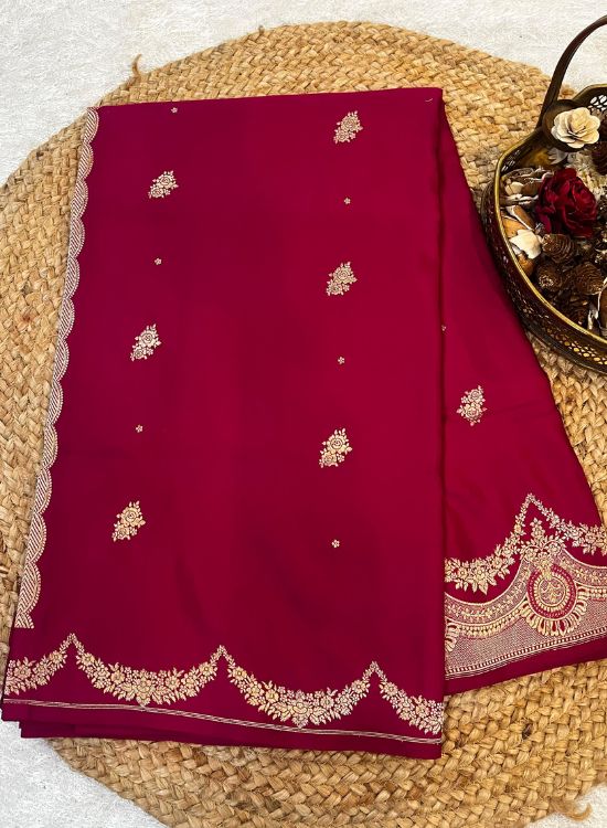 Butidar Hot Pink Katan silk saree