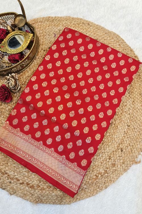 Handwoven Red Katan Silk Saree