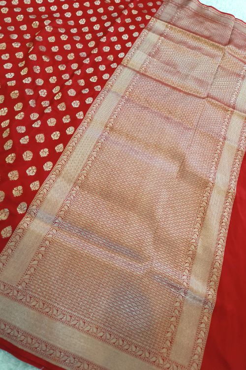 Handwoven Red Katan Silk Saree