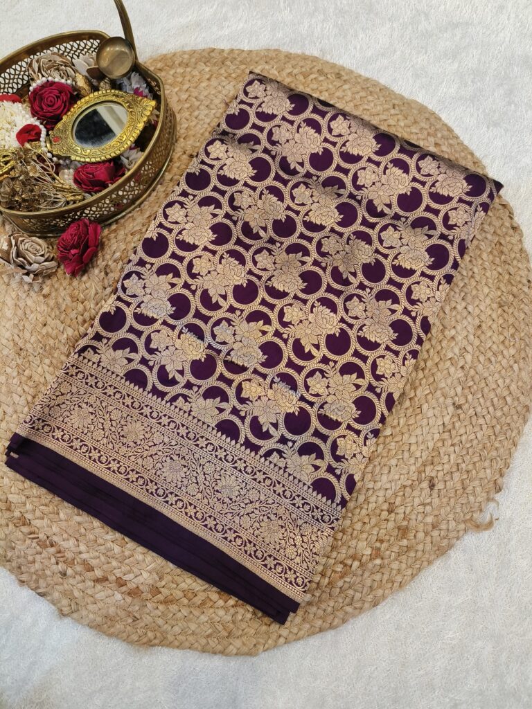 Handwoven Wine Katan Silk Saree