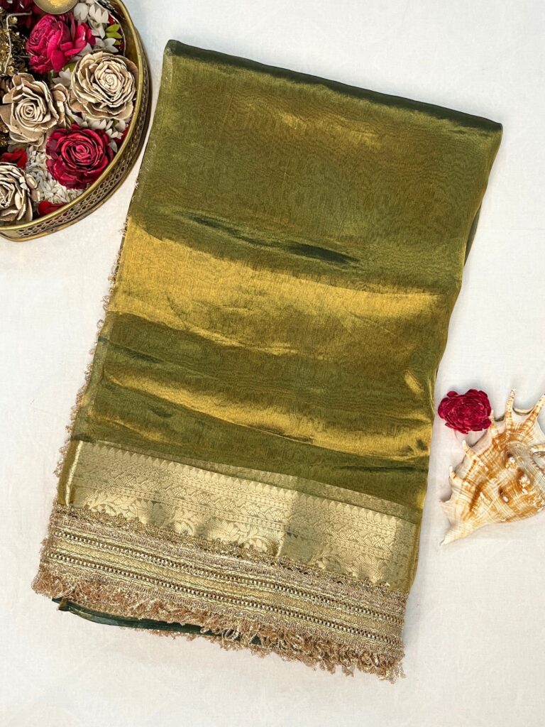 Green Pure Banarasi Tissue Silk Saree
