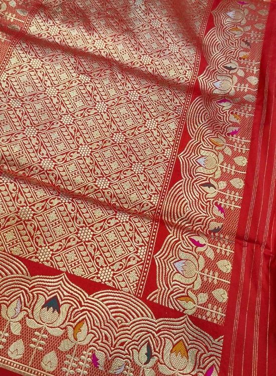 Handwoven Red Katan Silk Saree