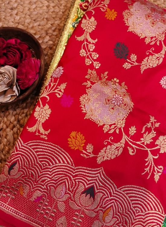 Handwoven Red Katan Silk Saree
