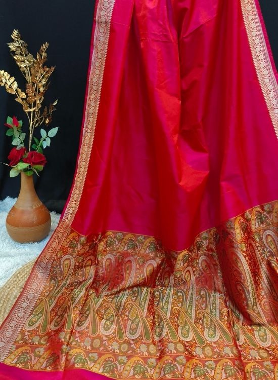 Handwoven Pink Katan Silk Saree