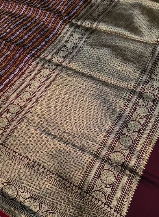 Handwoven Dark Maroon Katan Silk Saree