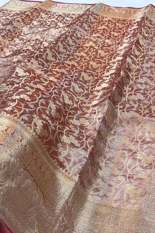 Pink Brocade Tissue Silk Saree