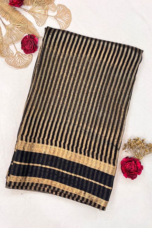 Black Kora-Tissue Silk Saree